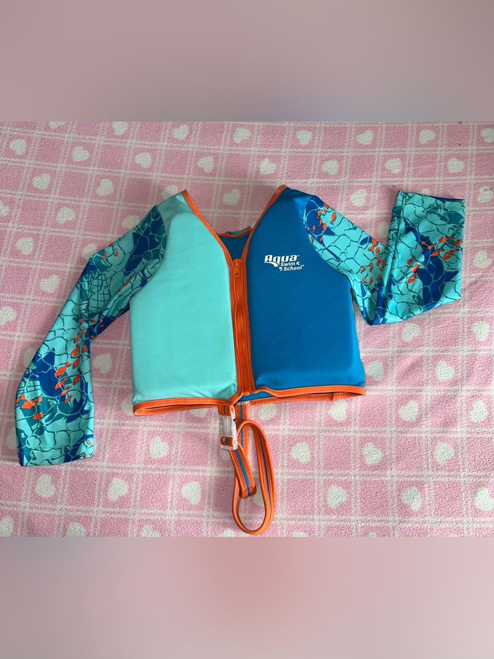 Aqua Colorblock Blue & Aqua Kids Rashguard with Orange Trim